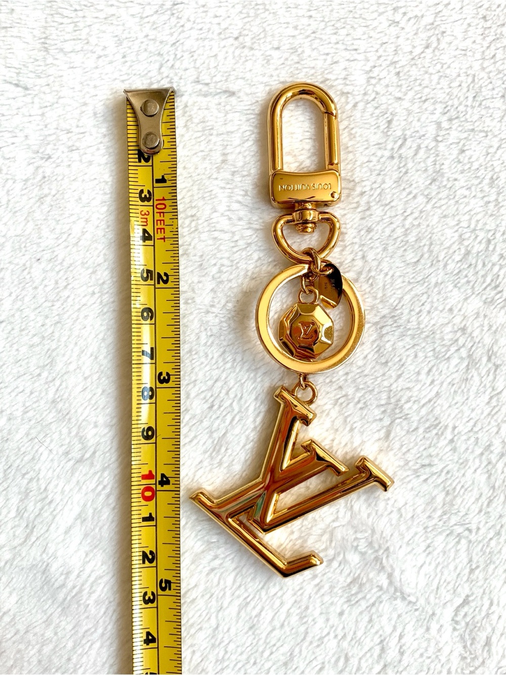 Louis Vuitton LV Facettes Bag Charm Key Holder Gold Logo Keychain